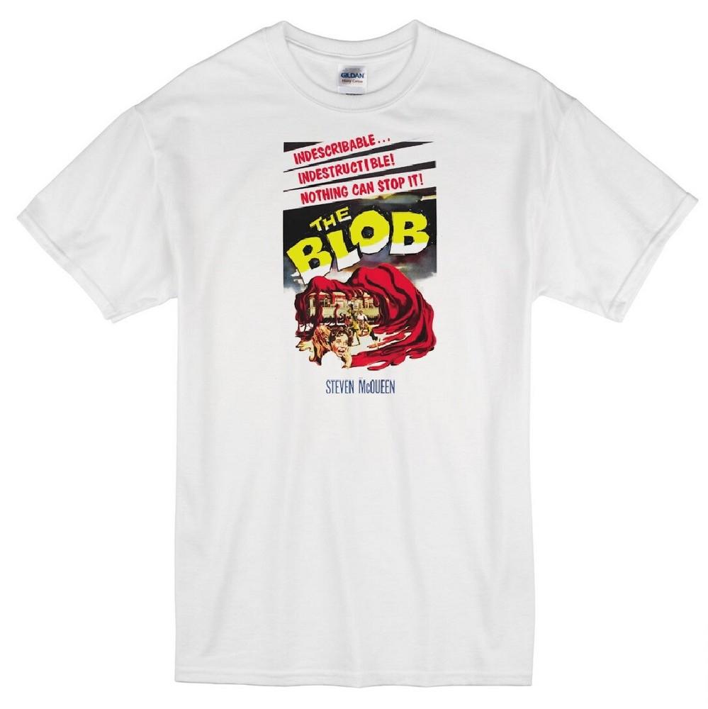THE BLOB HORROR MOVIE POSTER 1958 STEVE McQUEEN RETRO WHITE T-SHIRT
