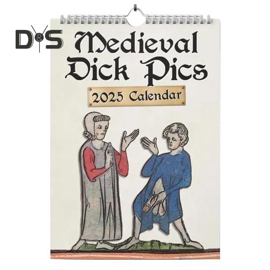 Календарь Medieval Dick Pics 2025 Prank Medieval Dick Wall Calendar Funny Penis Rude Calendar с иллюстрациями для друзей-энтузиастов истории