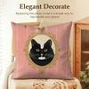 Cute Caroon Cat Portrait Cushion Cover Natural Linen Organic Fabric DoubleSided Printing Sofa Home Decor Gift Pillow Case