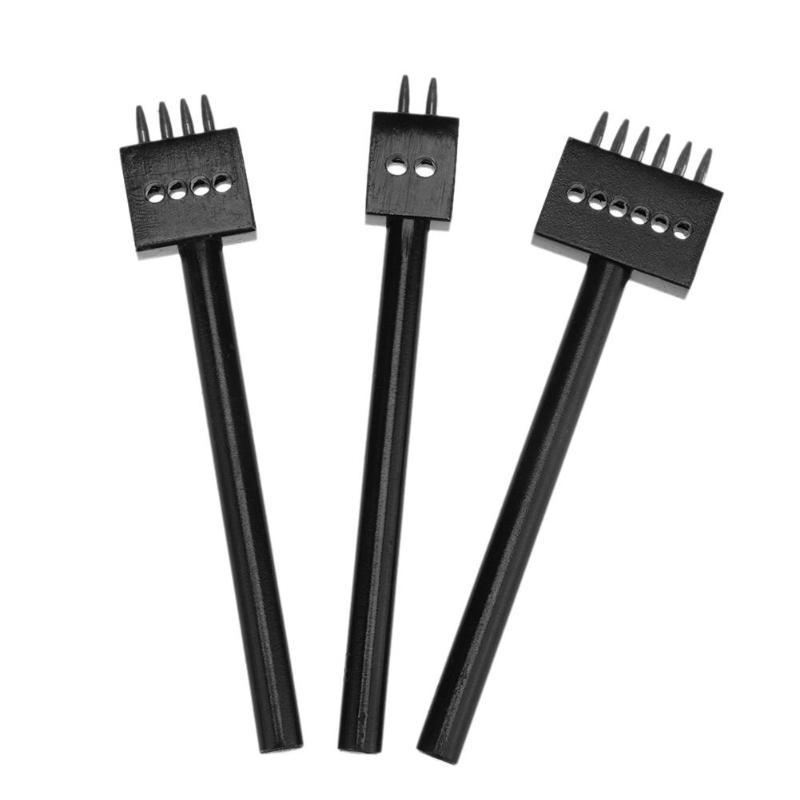 1PC DIY Leather Craft Punching Tool 2/4/6 Prong Hole Row Circular Cut Stitched Hole Spacing Drilling Leather Craft Tool