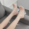 Fashion Sexy Square Head Open Toe Strange Style Heel Sandals for Women Cross-Tied Ankle Strap Clear High Heels Party Club Shoe
