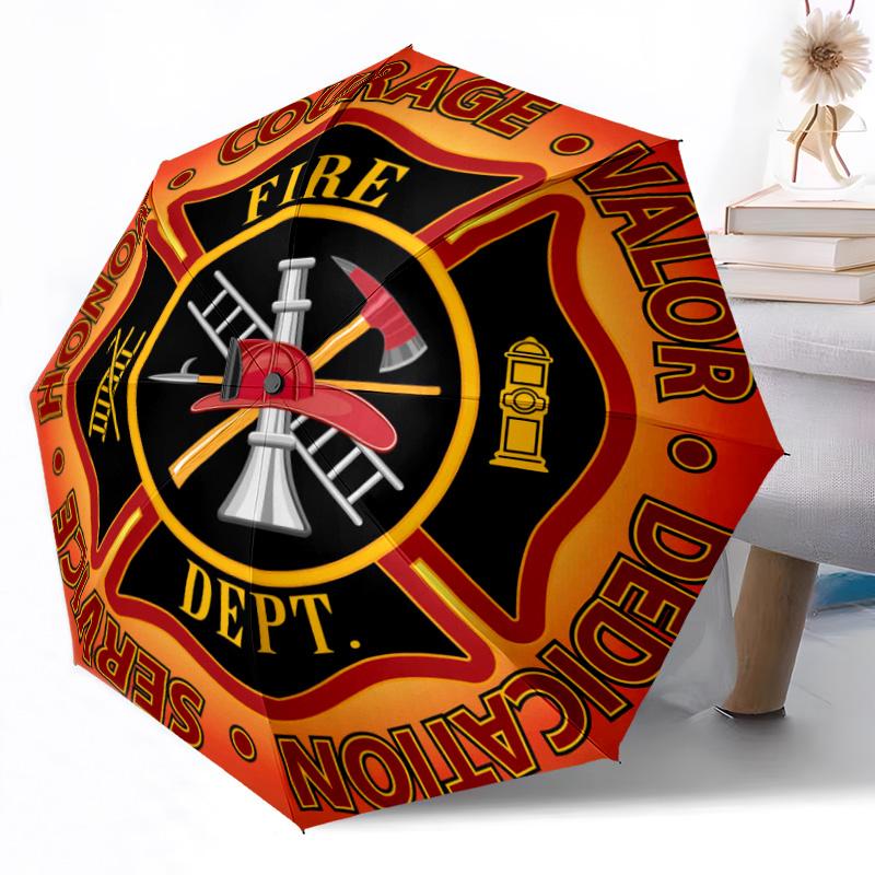Fire Department Courage Outdoor Automatic Umbrella Retractable Design with 8-Rib Durability Lightweight Perfect Gift for Friends Family