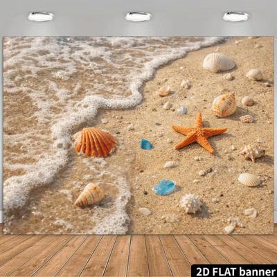 Двумерный летний пляжный фон, фон для фотосъемки с песчаным берегом и морским стеклом