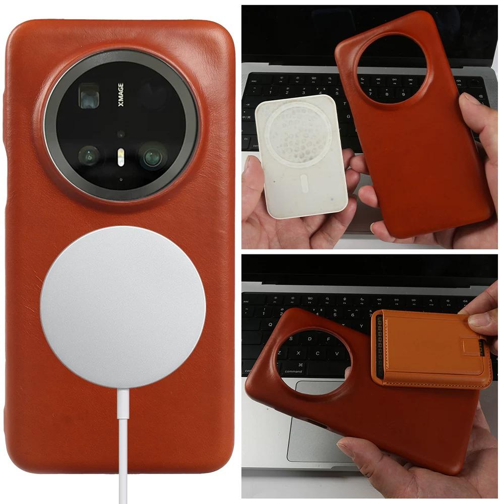 Genuine Leather Waxed Texture Case for Honor Magic 8 Pro Magic 7 Premium Business Slim Soft Leather Magnetic Shockproof Cover