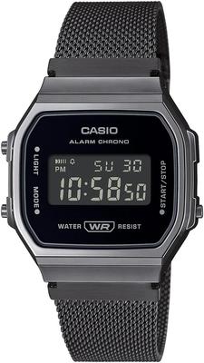 Цифровые часы Standard Kids Mesh Metal Band Black Overseas Model A168WEMB-1B Мужские Женские [Товар]