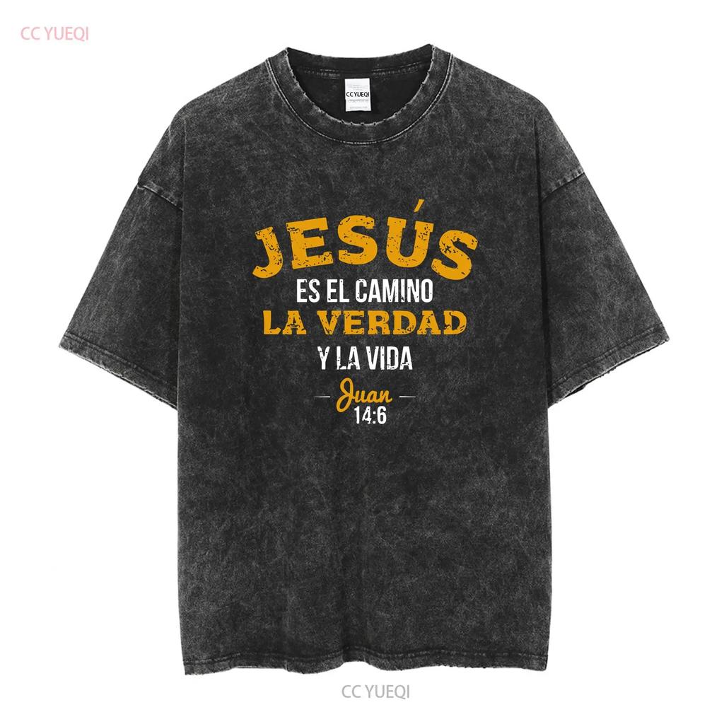Христианская испанская La Camisa de Jesus en Espanol Забавная футболка Размер S 5XL винтажная Стирка Верх для повседневной носки Удобная homme