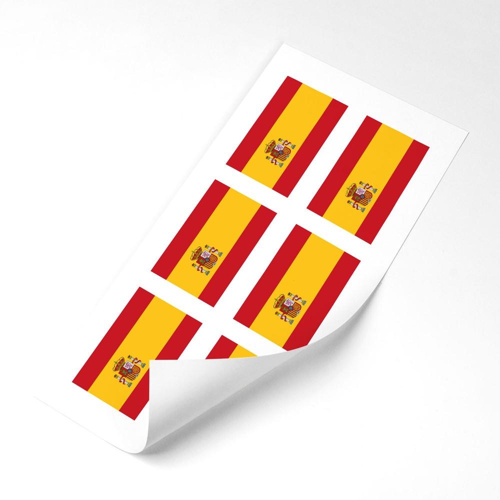 Spain Flag Stickers x6 25mm Car Motorbike Helmet Vinyl Spanish Flag Unisex T-Shirt