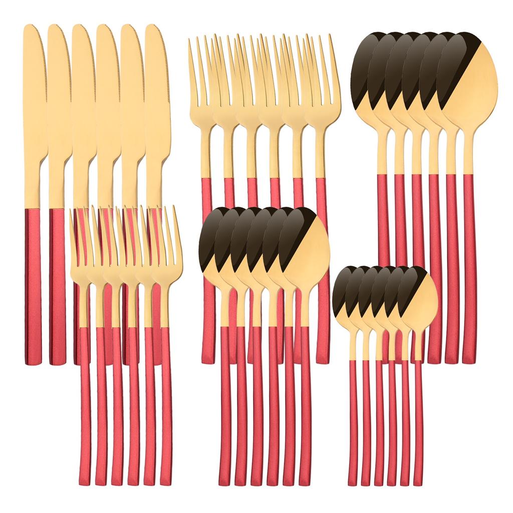 36 шт./6 компл., набор столовых приборов мятного золота, зеркало, столовые приборы из нержавеющей стали, нож, десертная вилка, чайная ложка, столовая посуда, кухонная посуда для ресторана