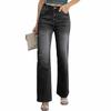 Women's Wide Leg Jeans Casual Highwaist Straight Denim Pants With Pockets