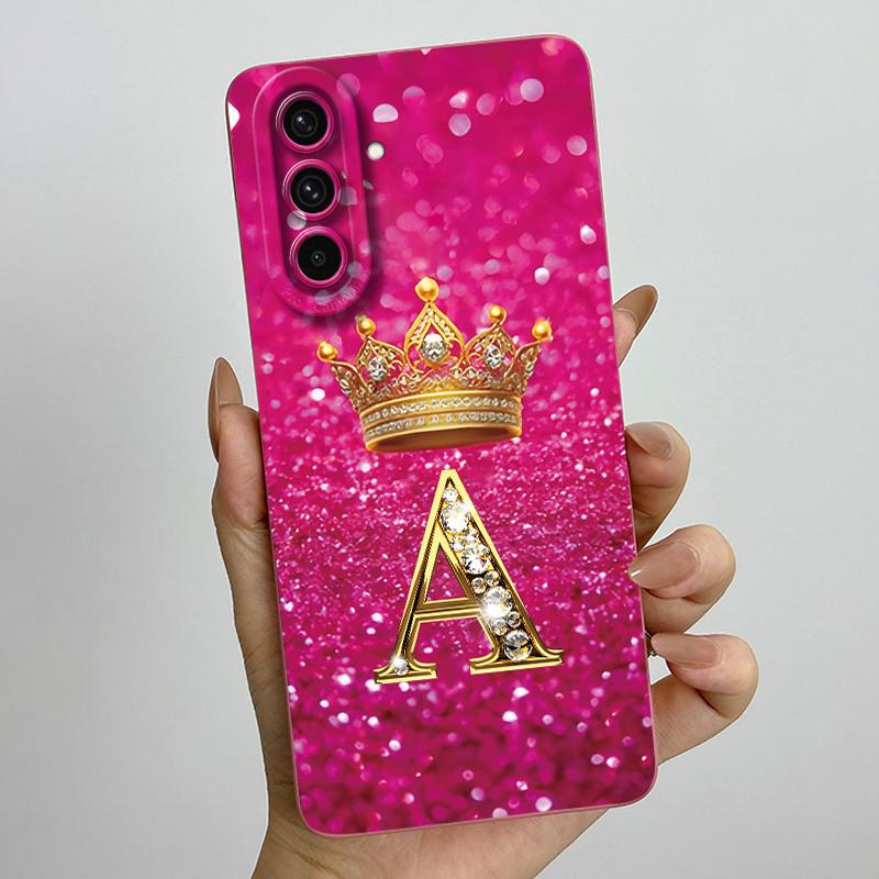 Для Samsung Galaxy A37 A57 5G 2025 Чехол для пары с короной и начальной буквой SM-A376B SM-A5760 Мягкий силиконовый корпус с защитой объектива