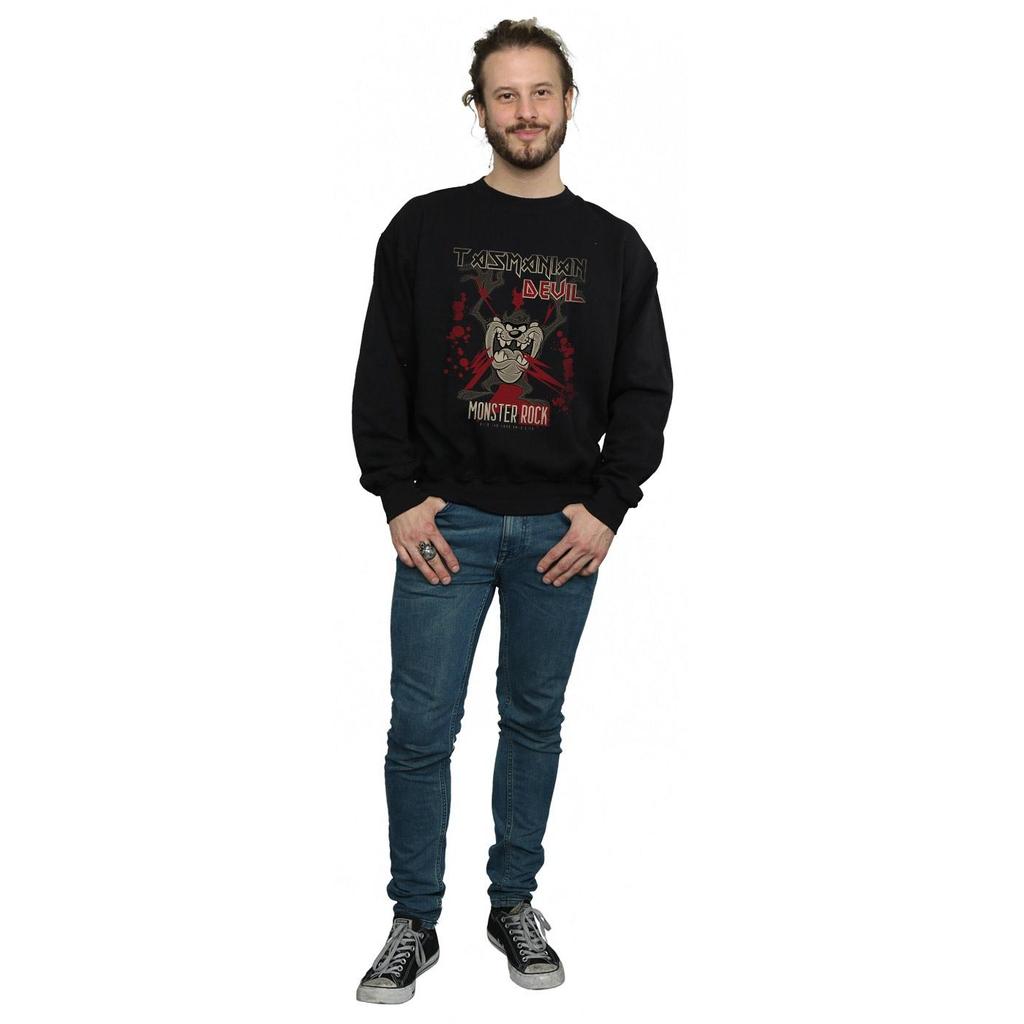 Looney Tunes Mens Tasmanian Devil Monster Rock Sweatshirt