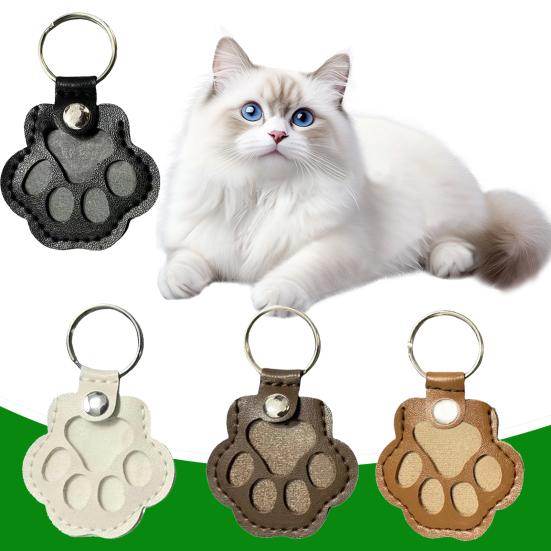 Pet Hair Storage Keychain Faux Leather Paw Shape Fillable Pendant Keychain with Keyring Pet Memorial Keychain Keepsake Gift for Dog Cat Lovers