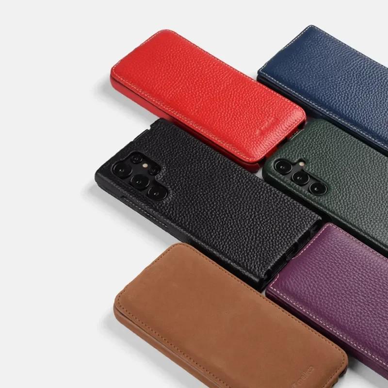 Melkco Беспроводная Зарядка Чехол из Коровьей Кожи Для Samsung Galaxy S26 Ultra S26 Plus 5G Премиум Вертикальный Флип Чехол для Мобильного Телефона