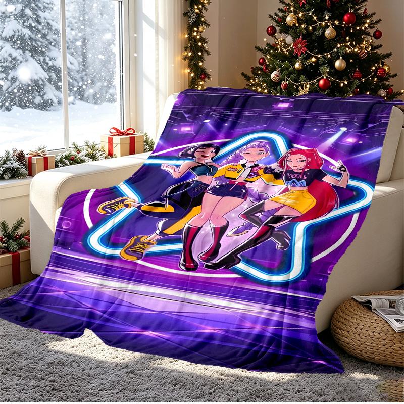 KPop Demon Hunters Pattern Blanket for Home Decoration, Bed, Sofa, Car Travel, Camping, Suitable for All Seasons, Birthday Christmas Gift