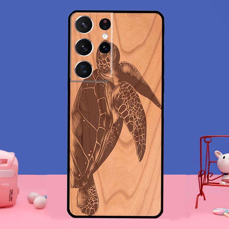 Чехол для телефона с рисунком черепахи из дерева для Samsung Galaxy S22 Ultra S8 S9 S10 Plus Note 20 Ultra S20 FE S21 Ultra