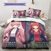 The Quintessential Quintuplets Pattern Bedding Quilt Set Quilt Cover Pillowcase Home Birthday Gift(1 * Duvet Cover + 2 * Pillowcase, Without Core)