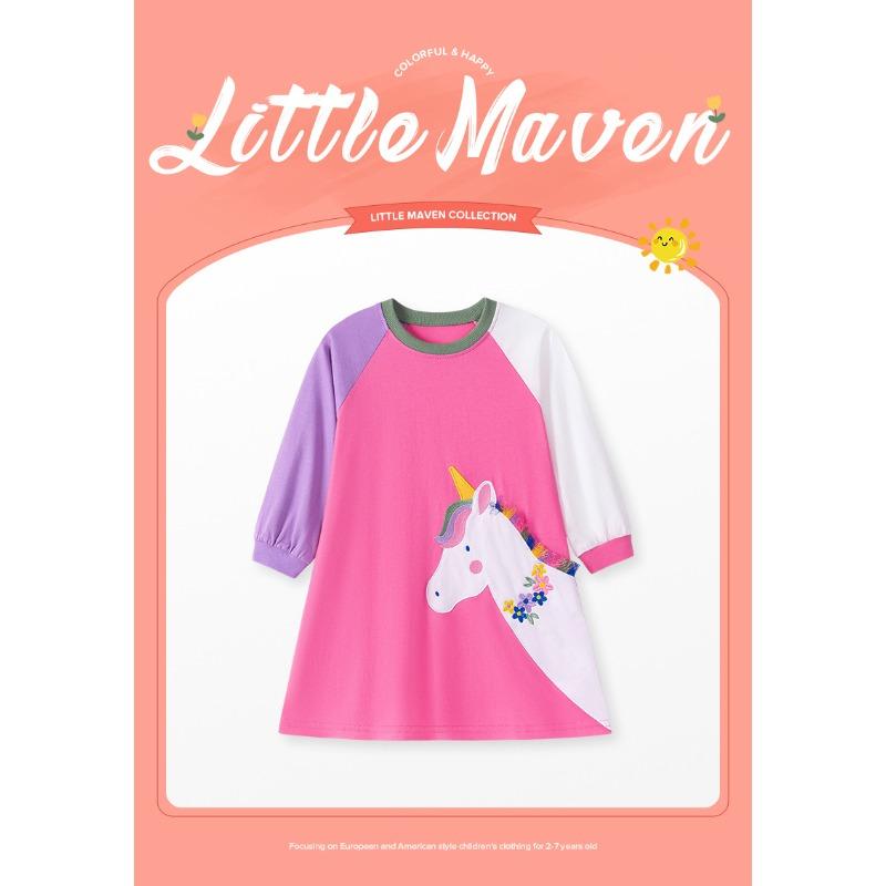 Autumn Long Sleeved Girls' Dress, European and American Cartoon Cotton Children's Dress
