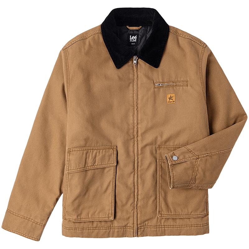 Lee Мужская рабочая хлопковая куртка с контрастным воротником на молнии