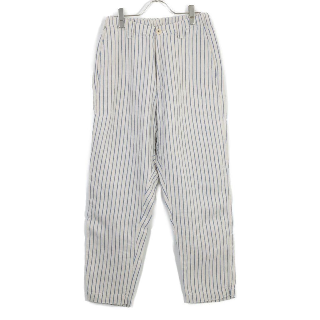 45R 8046084 Белый x Синий Индийский Лен Твил 908 Штаны Поппо Низ 1 Слоновая костьПодержанный