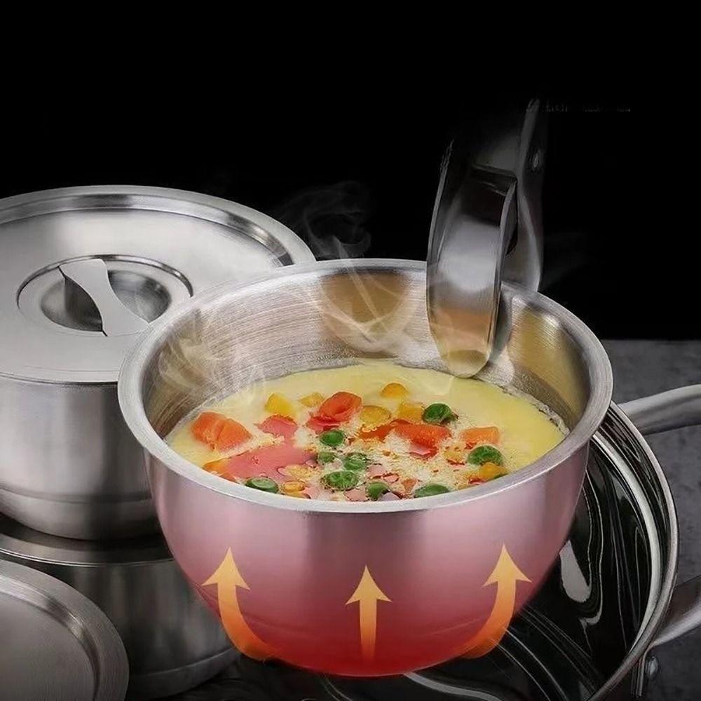 304 Stainless Steel Rice Bowl With Lid Soup Bowl Steamed Rice Bowl Anti-Scalding Child Small Bowl Cuisine Kitchen Tableware