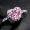 Classic Silver Heart Engagement Rings For Women White Red CZ Stone Inlay Fashion Jewelry Wedding Party Gift