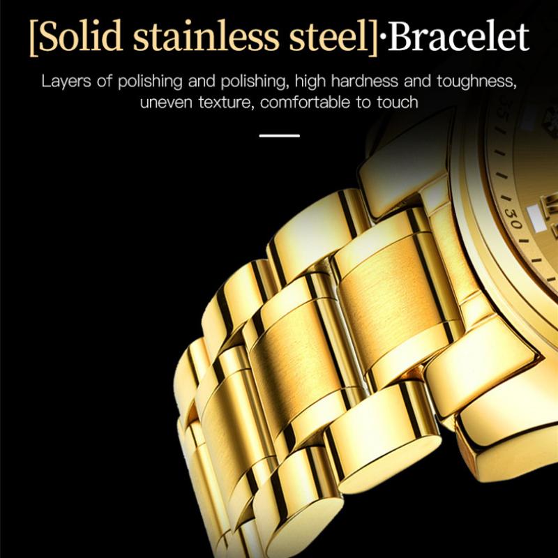 JINSHIDUN Новые деловые и развлекательные мужские часы, полностью автоматические механические часы с двойным календарем и ночной подсветкой, водонепроницаемые часы высокого класса