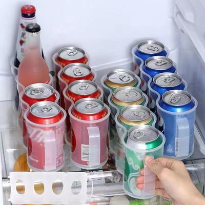 Портативный ящик для хранения банок с газировкой, подходит для полки холодильника, подставка для пивных банок, прозрачный пластик, выдвижная полка для хранения в холодильнике