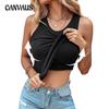 Women's New with Bra Round Neck Solid Colour Tank Top Sense of Bottoming Inside Out Tops