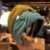 Женская ретро вязаная повязка на голову однотонная с узлом повязка для волос головные повязки простая широкая повязка с узлом обруч для волос ободок аксессуары для волос подарки