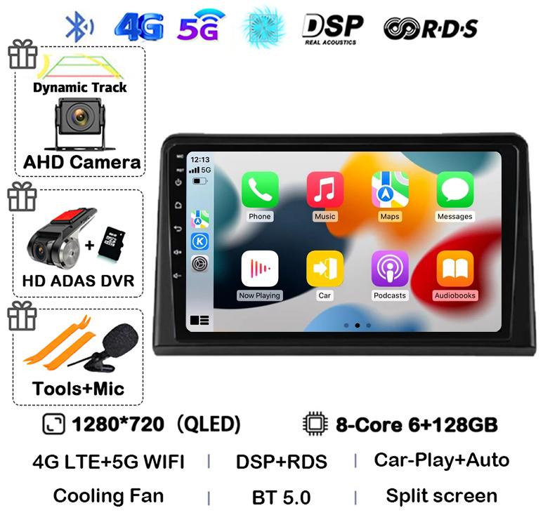 Android 14 Carplay Auto Автомагнитола для Renault Express 2021 Мультимедийный видеоплеер GPS-навигация Авторадио 360 Камера Стерео