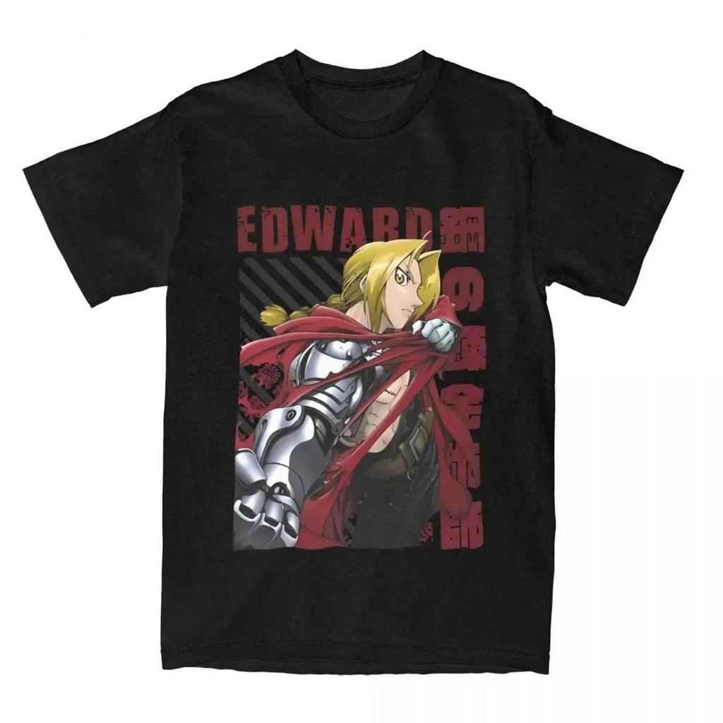 2026 summer Fullmetal Alchemist Edward Elric Anime T-Shirt Unisex Oversized Streetwear Cotton Casual Tops for Men Women Fans