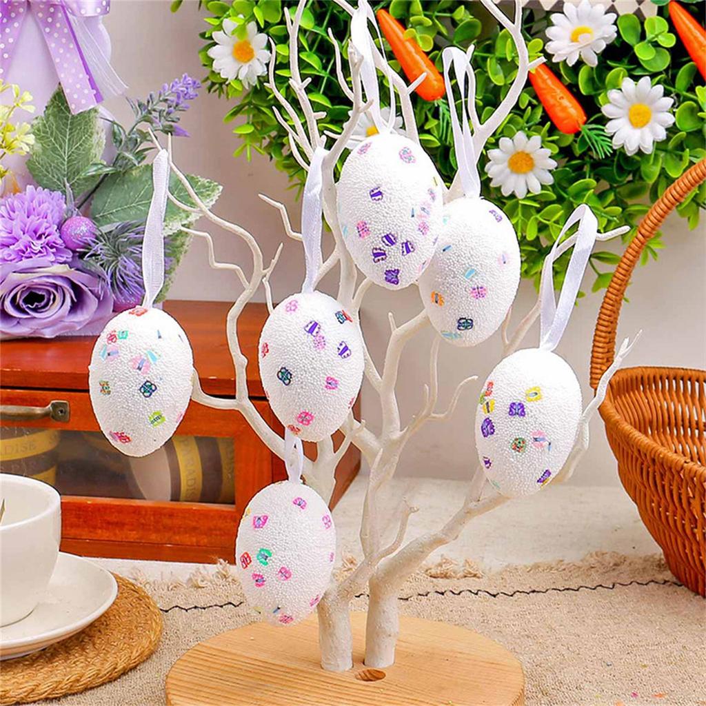 Пасхальные подвески из пенопластовых яиц 6 шт., украшение для праздничной домашней вечеринки, реквизит для имитации яиц