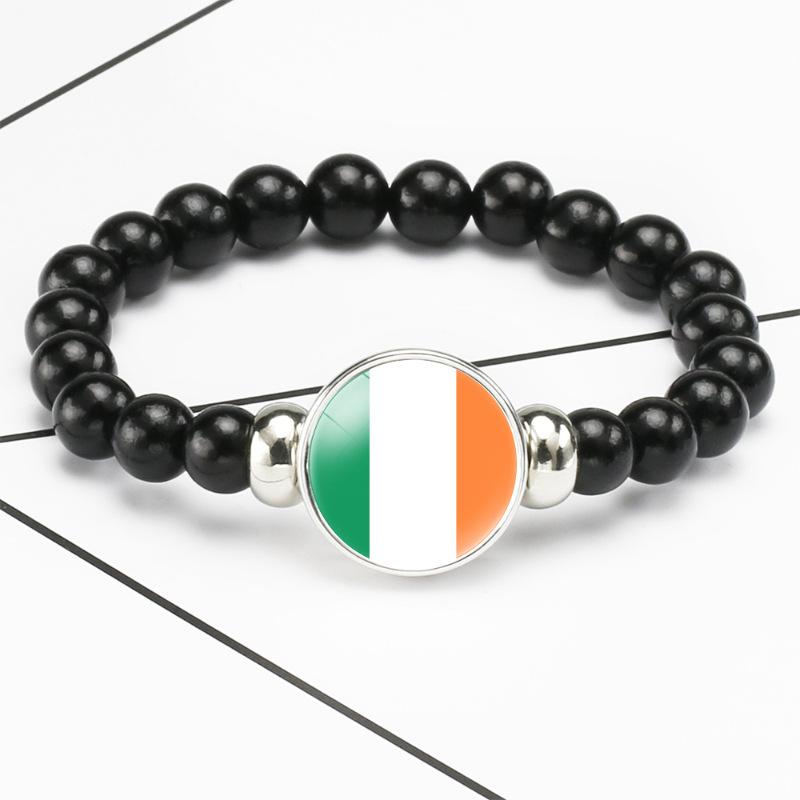 287 Countries National Flag Snap Button Elastic Band Beads Country Flag Independence Day Bead Jewelry Beaded Bracelet