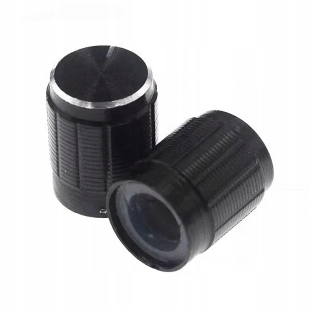 Rosfix Gałka Potencjometru 15mm – Aluminium I ABS | Wysokość 17mm | Czarna Z Srebrnym Wskaźnikiem