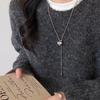 Long Love Heart Pendant Necklace Adjustable Sweater Chains Fashion Clavicle Chain  Women