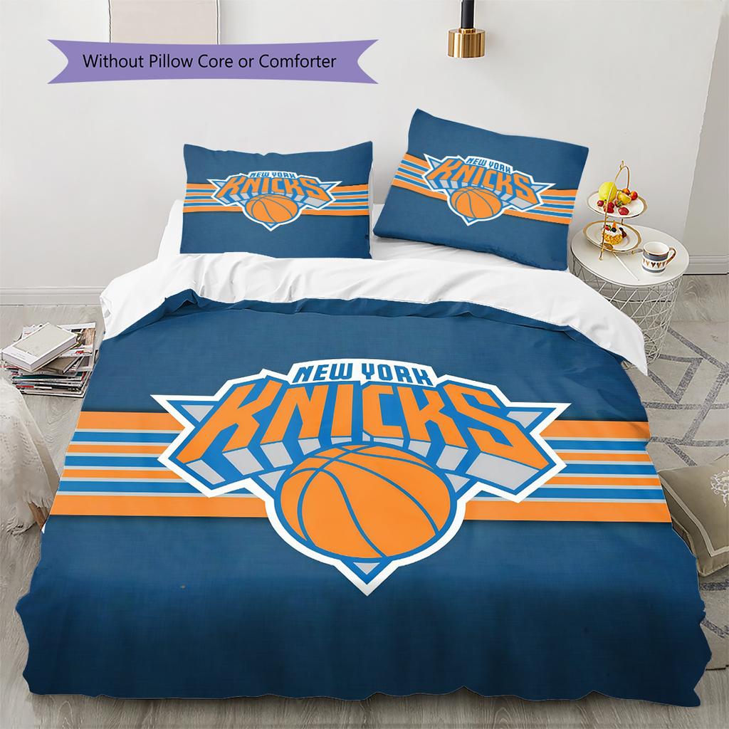 New York Knicks Pattern Bedding Quilt Set Home Decoration Gift (1 * duvet cover + 2 * pillowcase without core).xwn