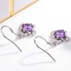 Sace Gems Длинные серьги с фиолетовым клевером, женский комплект, длинные серьги-крючки с цирконием, персонализированные студенческие серьги, простые ювелирные изделия