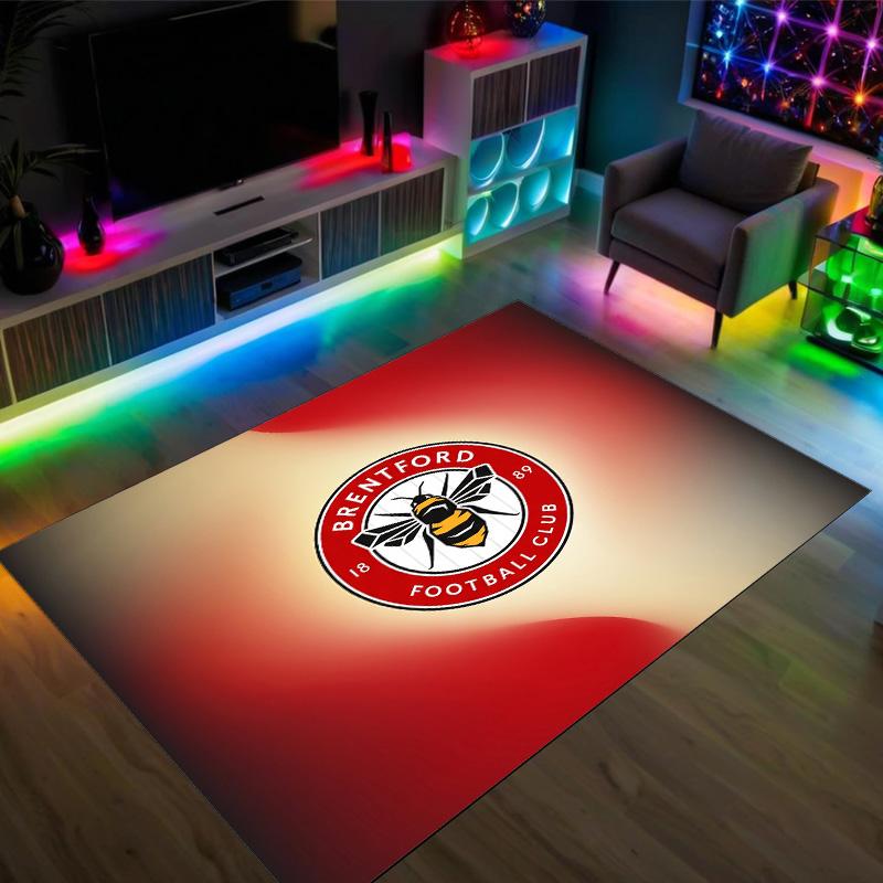 Brentford Football Design Crystal Velvet Carpet Cozy Non?Slip Printed Rug For Bedroom Living Room Entrance