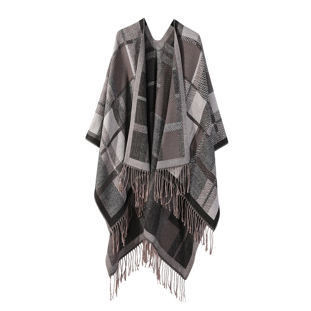 Плащ двухсторонний однотонный клетчатый большой платок теплый и утолщенный леопардовый принт внешний платок женский летний