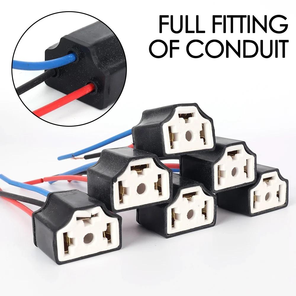 10/6/4/2pcs Car Bulb Lampholder 3-hole Ceramic H4 Wire Wiring Car Headlight Bulb Light Beam Socket Plug Auto Light Accessories