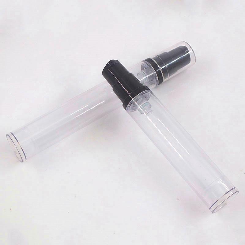 In Stock 5ml 10ml 12ml 15ml Black and Clear AS Mini Serum Sample Airless Lotion Bottle With Black Pump