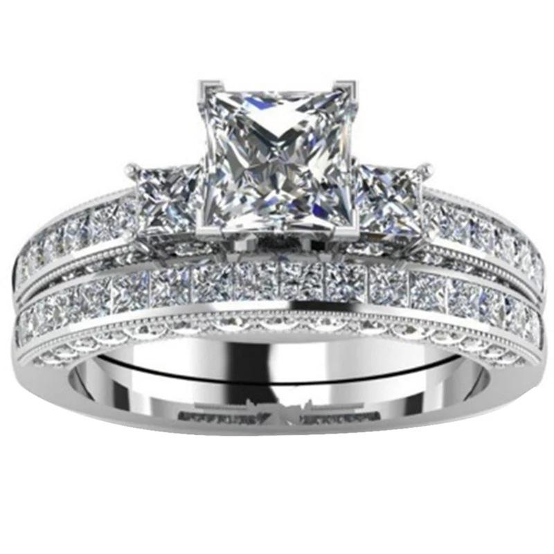 Элегантное кольцо для пары в европейском и американском стиле с микро-инкрустацией цирконом и муассанитом