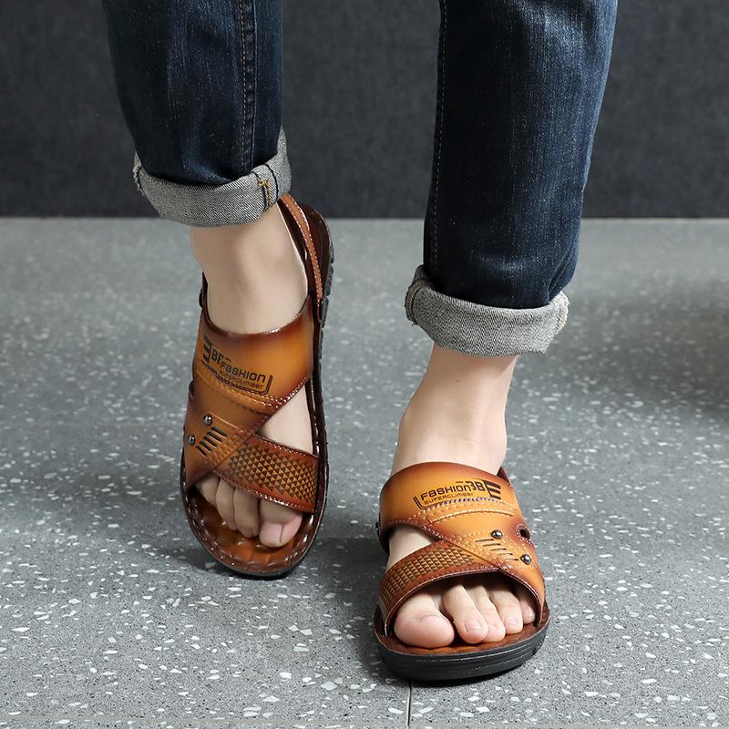 Мужские сандалии, пляжная повседневная обувь, тапочки на толстой подошве