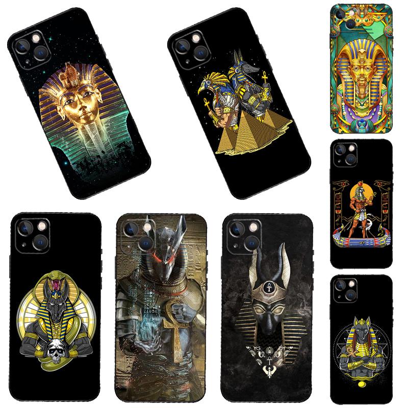Egypt Nefertiti Anubis Ankh Phone Case For iPhone 16 15 14 13 11 12 Pro Max Plus Mini XR 16e Funda Silicone Back Cover