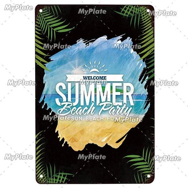 [MyPlate] Beach Metal Sign Vintage Plaque Tin Sign Plate Wall Decor For Bar Club Man Cave Art Painting Poster Gift