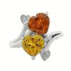 Natural Yellow & Orange Sapphire, 925 Silver, Anniversary Gift Ring for Female