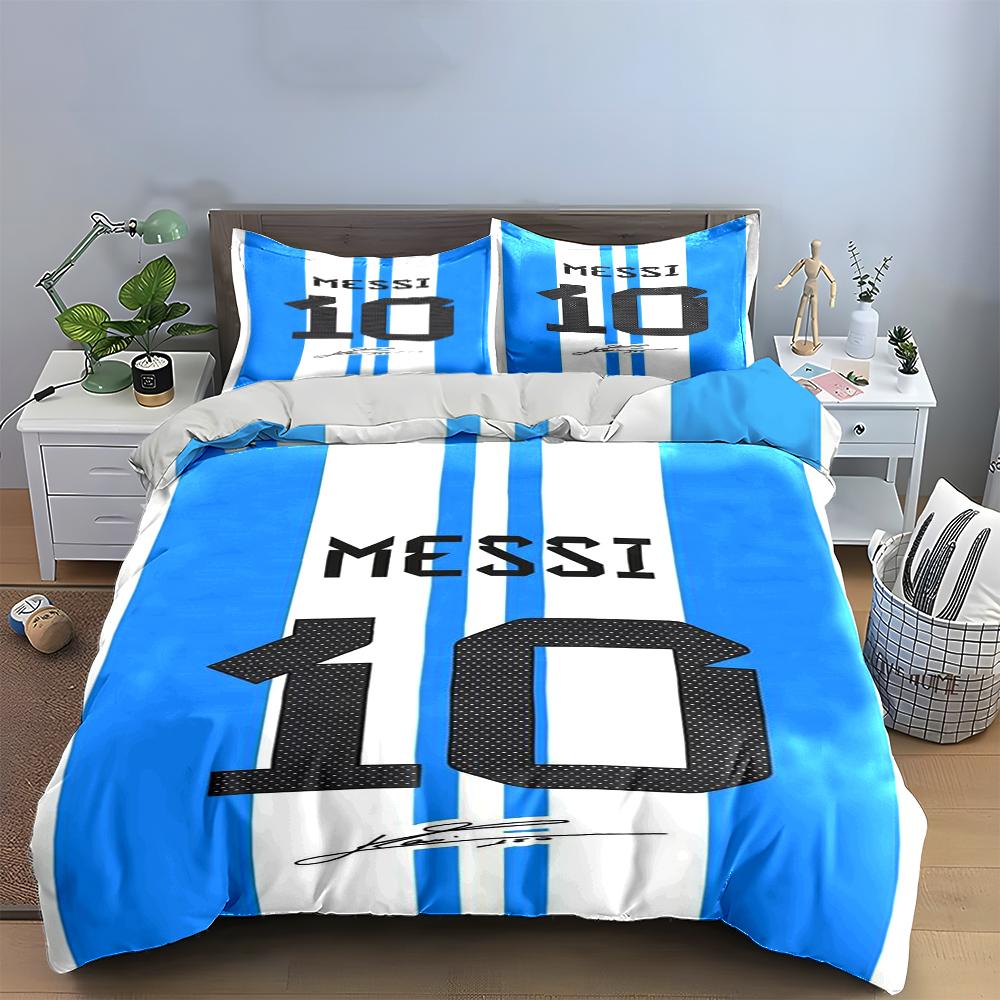 Blue and White Messi 10 Bedding Set Bedding set (1 duvet cover, 2 pillowcases, duvet not included)