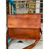 Мужская кожаная винтажная сумка-портфель для ноутбука ручной работы