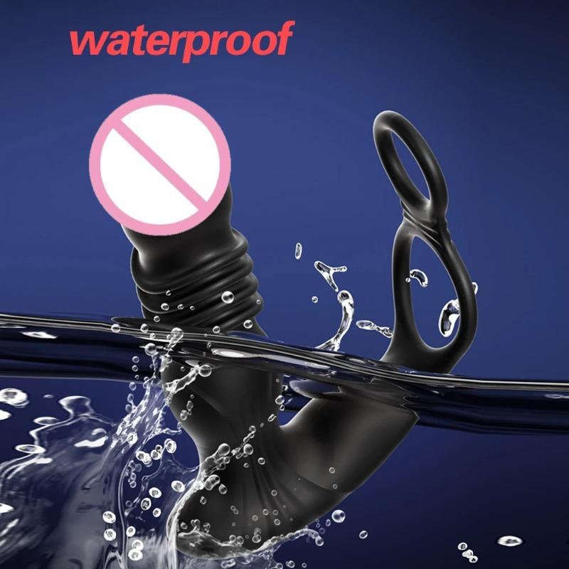 Массажер простаты с толкающими движениями, управляемый через Bluetooth-приложение, для мужчин – Беспроводной пульт дистанционного управления, анальный вибратор и анальная пробка