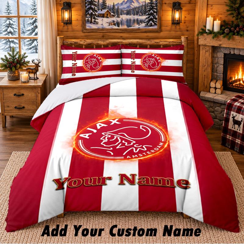 Ajax Amsterdam Pattern Bedding 3Pcs Set Custom Name, Bed Sheet And Pillowcases For Home Bedroom